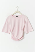 Soft touch ruched tee - Lt grey melange