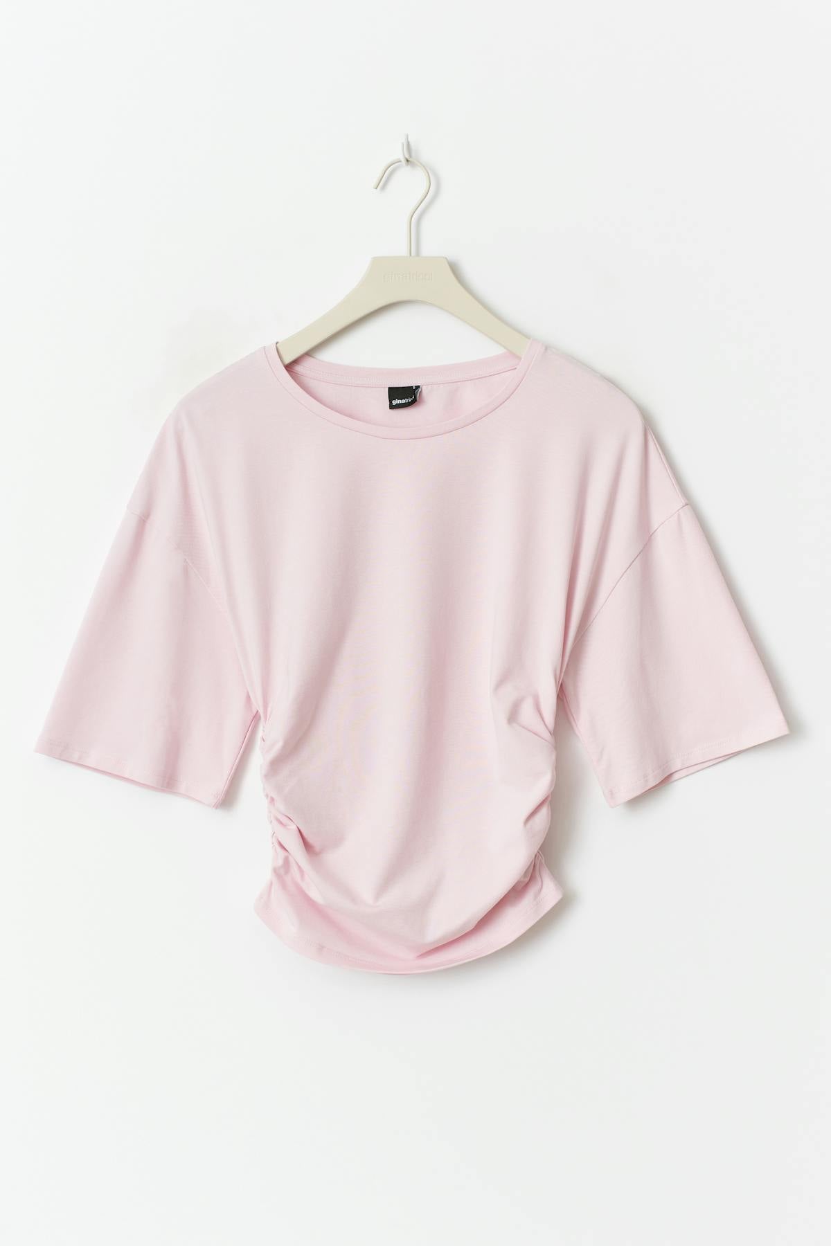 Soft touch ruched tee - Lt grey melange