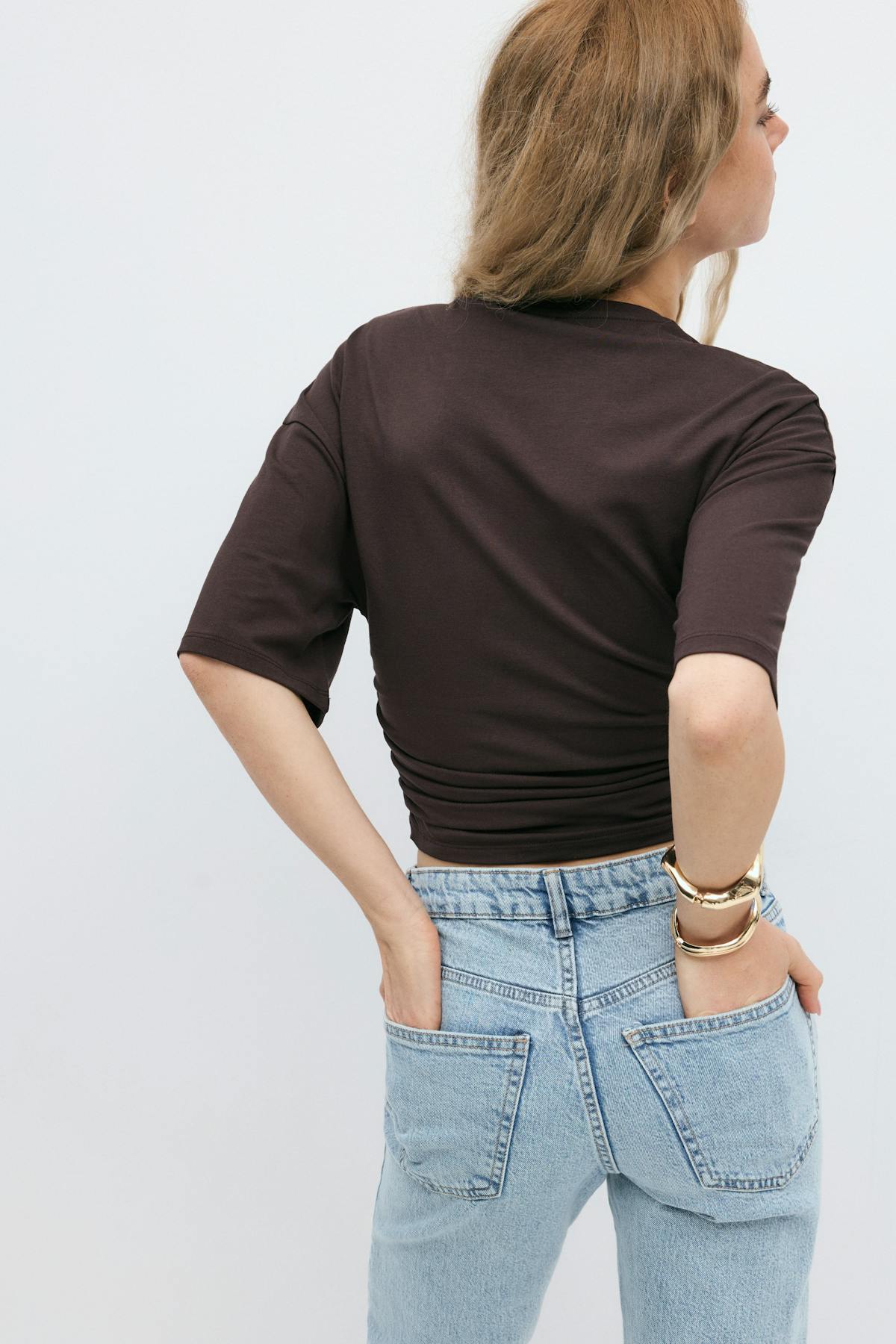 Soft touch ruched tee - Stone
