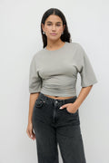 Soft touch ruched tee - Elephant skin