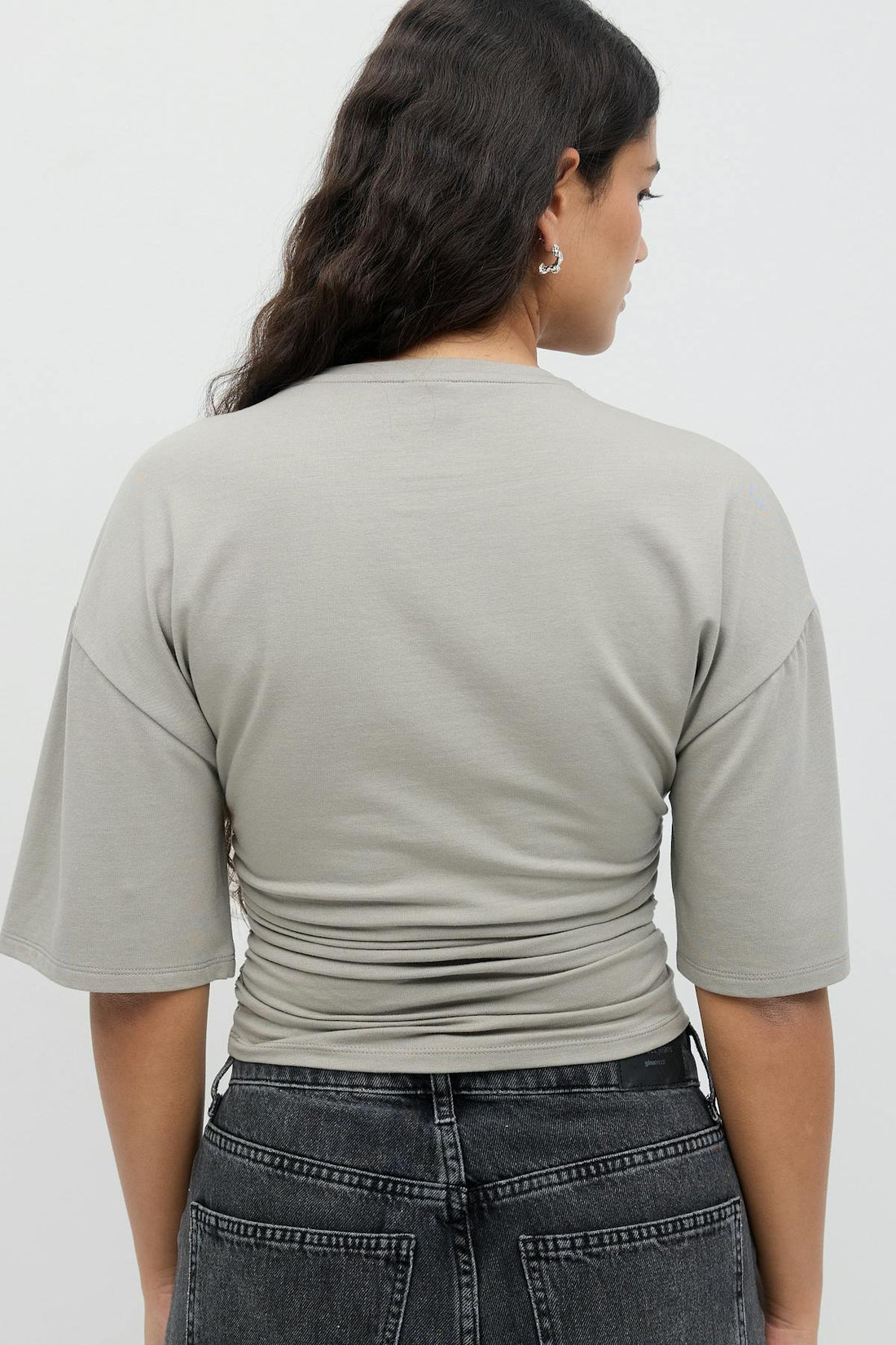 Soft touch ruched tee - Elephant skin