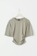 Soft touch ruched tee - Elephant skin