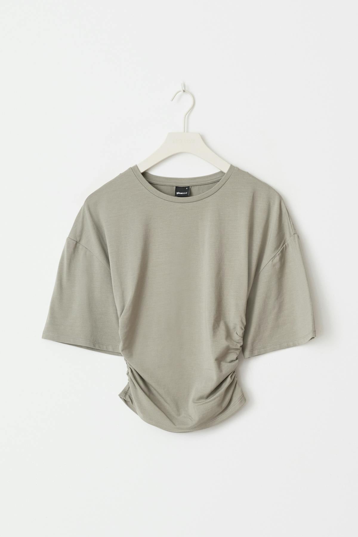 Soft touch ruched tee - Elephant skin