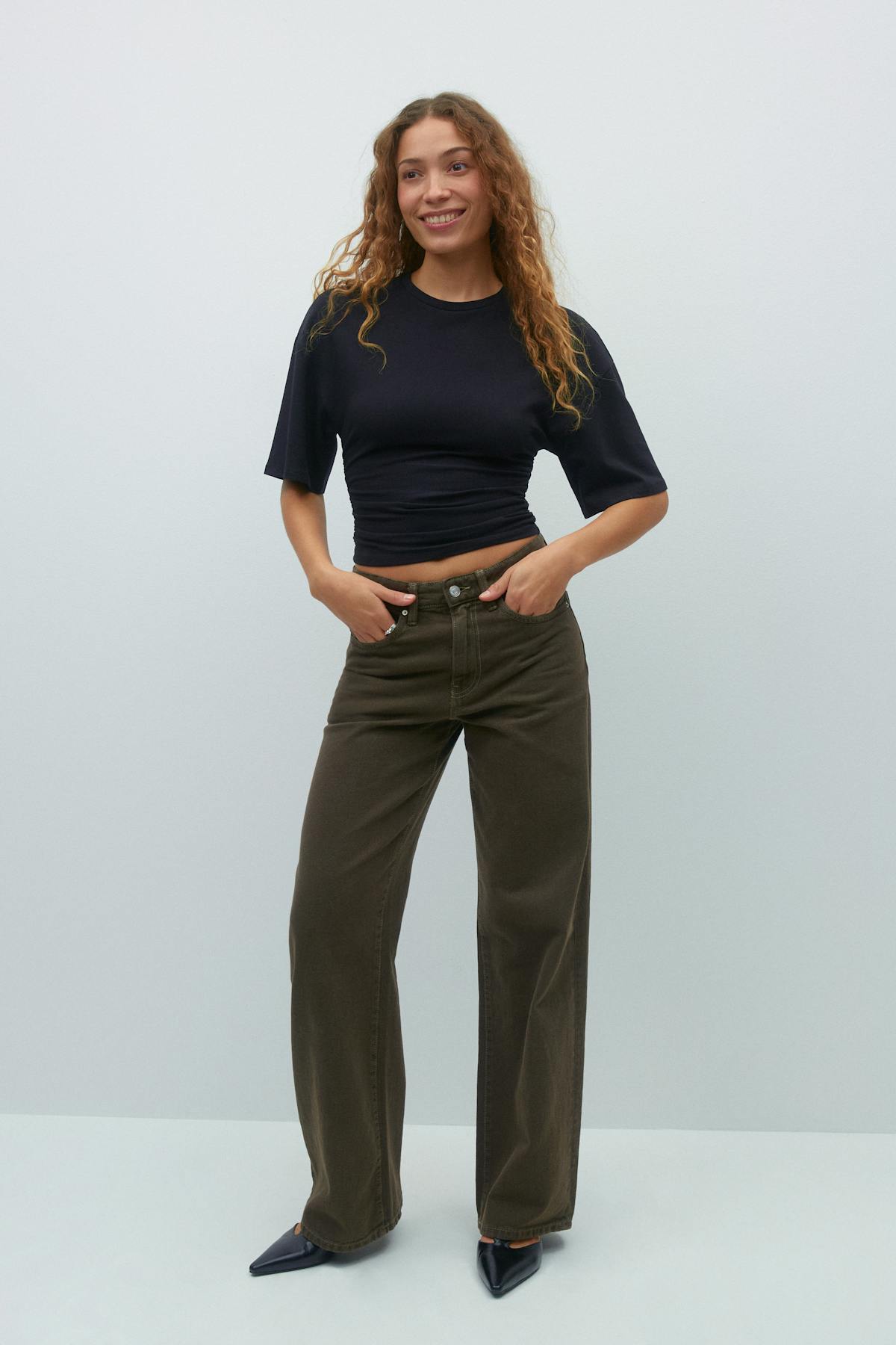 Soft touch ruched tee - Stone