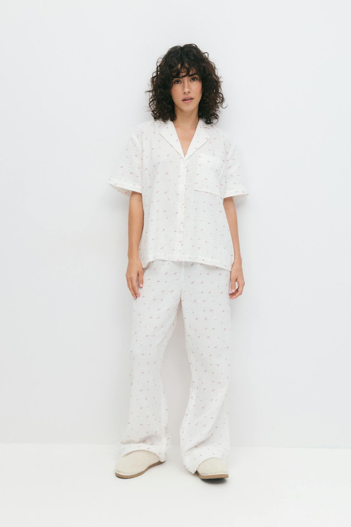Gauze homewear shirt - Romantic ditsy