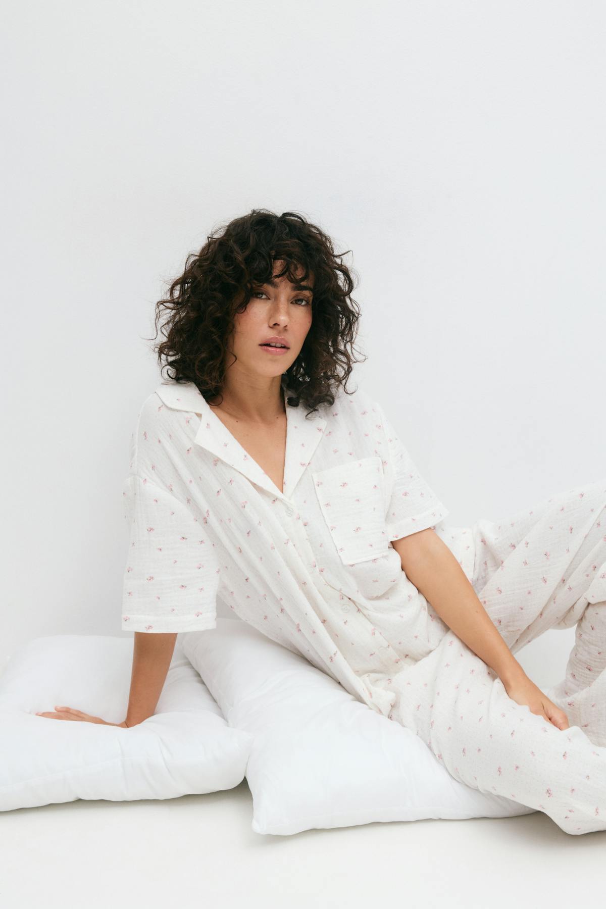 Gauze homewear shirt - Romantic ditsy