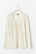 Crochet tie front cardigan - Raw white