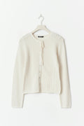 Crochet tie front cardigan - Knit white