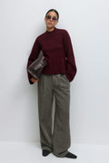 Knitted peplum top - Bordeaux foncé