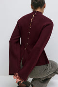 Knitted peplum top - Bordeaux foncé