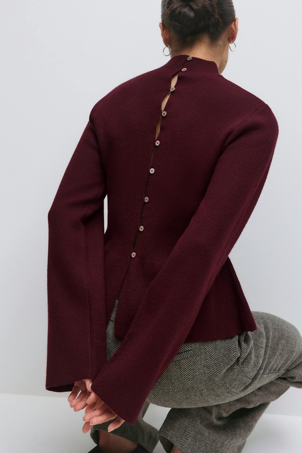 Knitted peplum top - Bordeaux foncé