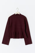 Knitted peplum top - Bordeaux foncé