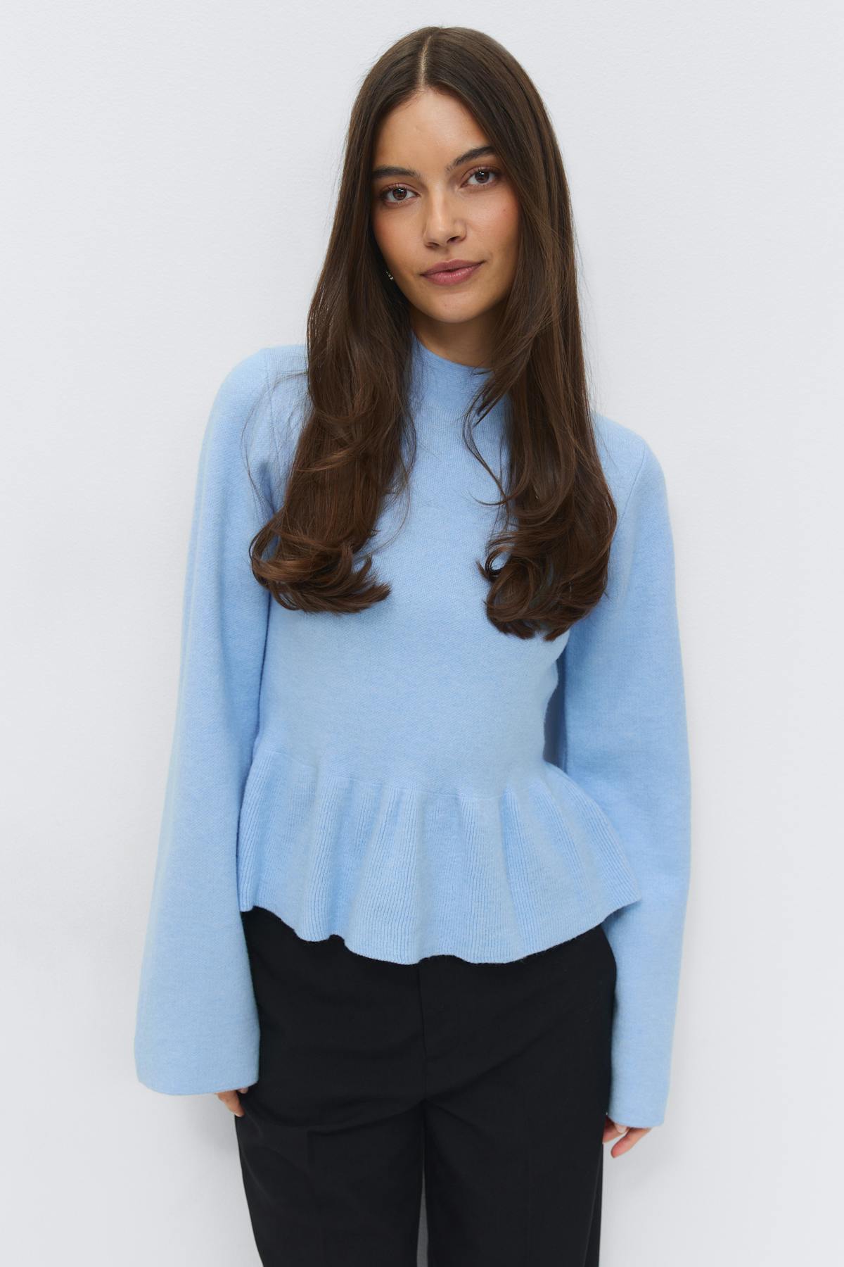 Knitted peplum top - Beige melange