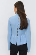 Knitted peplum top - Beige melange