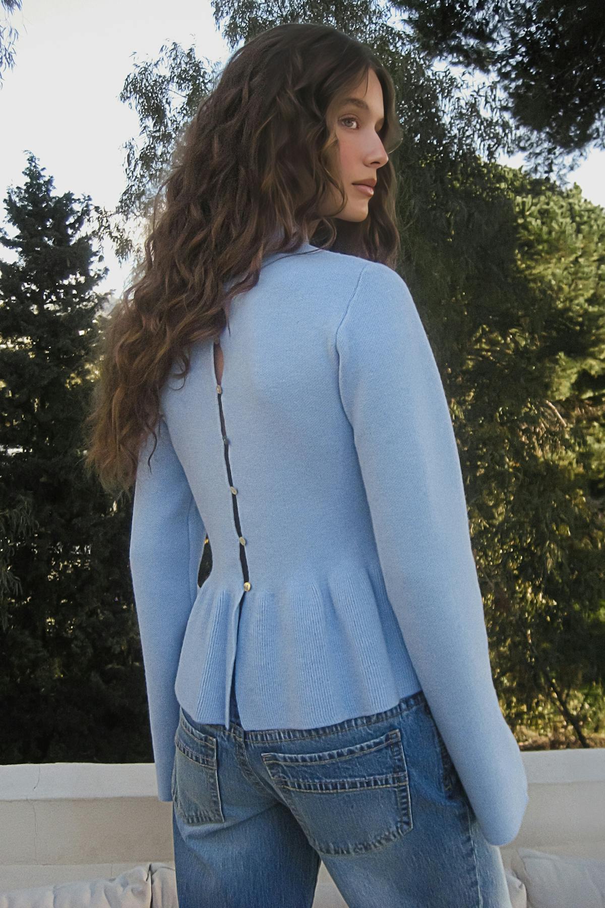 Knitted peplum top - Dk grey melange