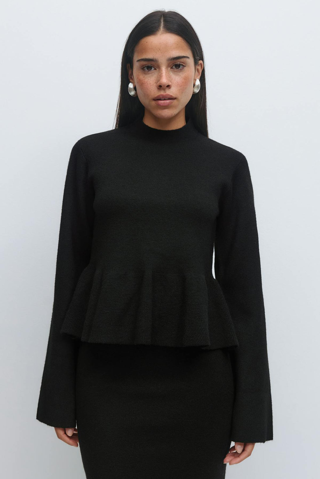 Knitted peplum top - Noir