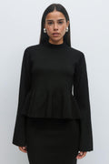 Knitted peplum top - Noir
