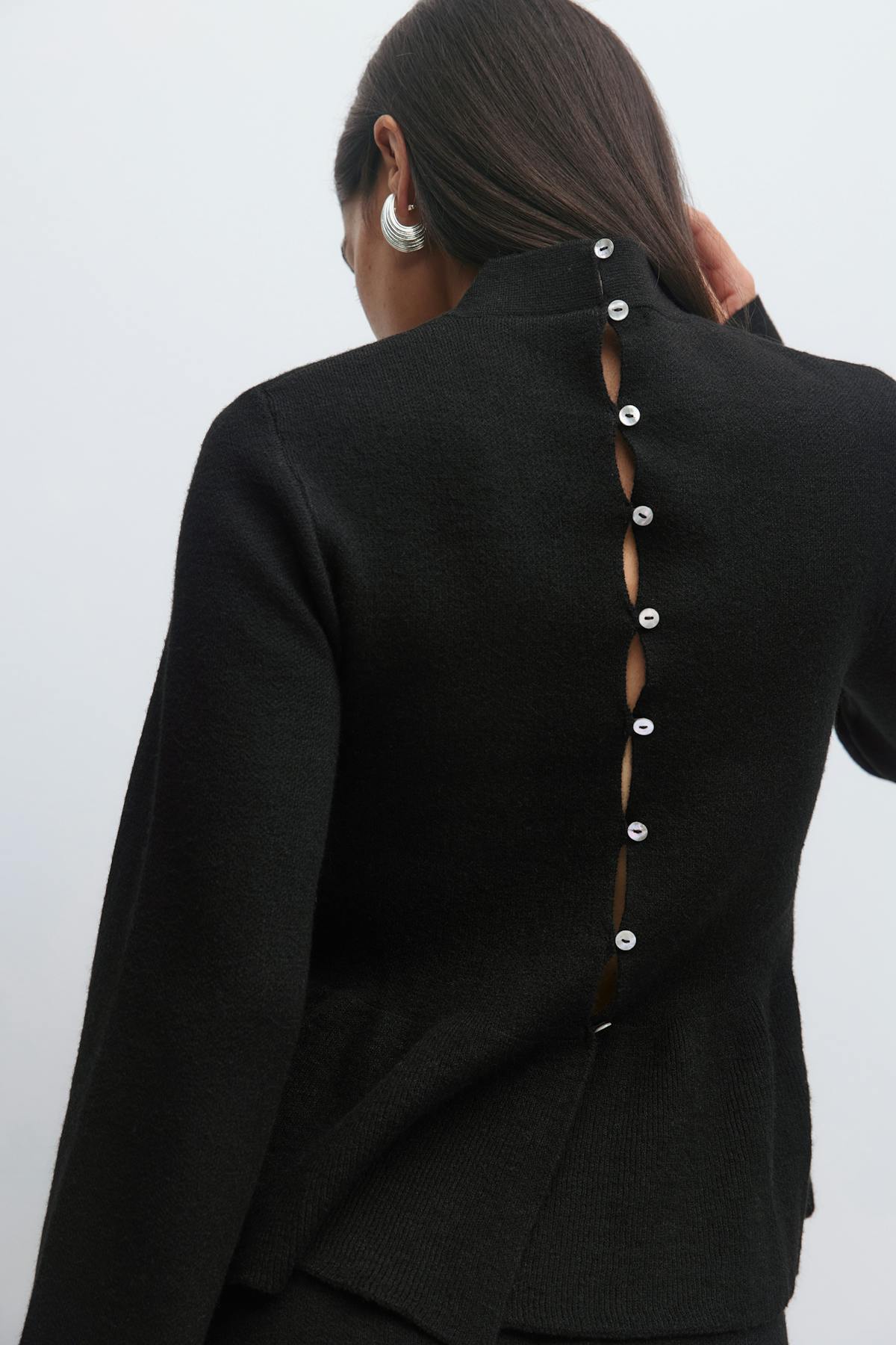 Knitted peplum top - Noir
