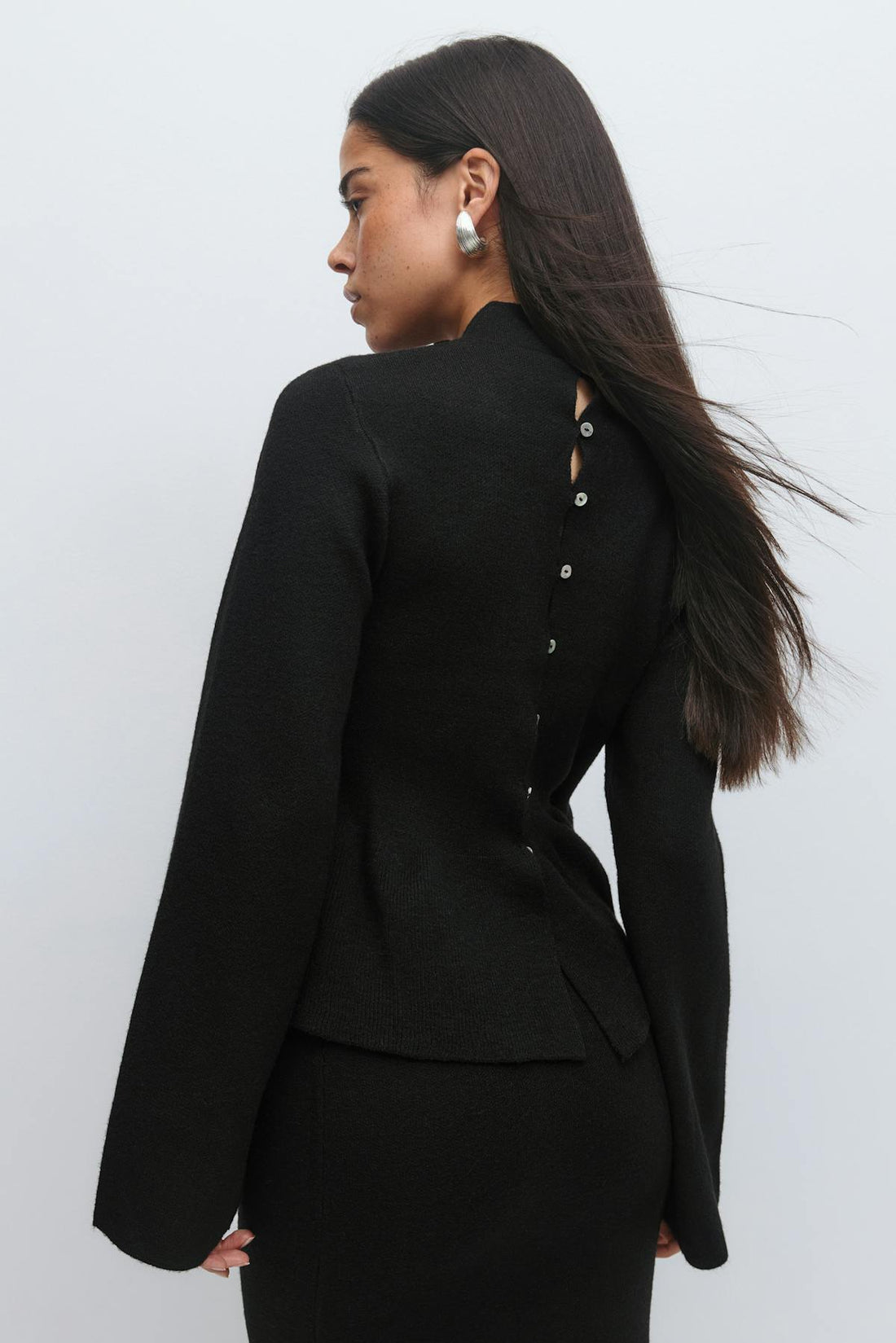 Knitted peplum top - Noir