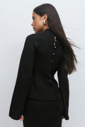 Knitted peplum top - Noir