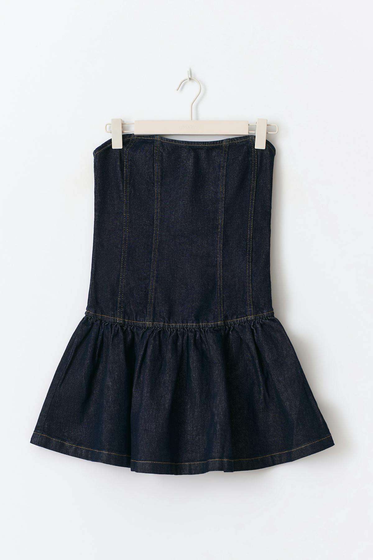 Denim frill dress - Rinse