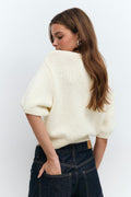Knitted tape yarn top - Blanc cassé