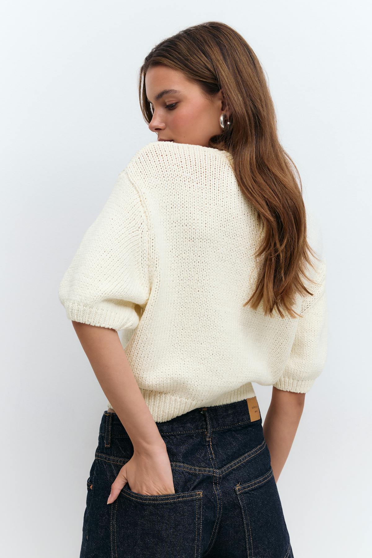 Knitted tape yarn top - Blanc cassé