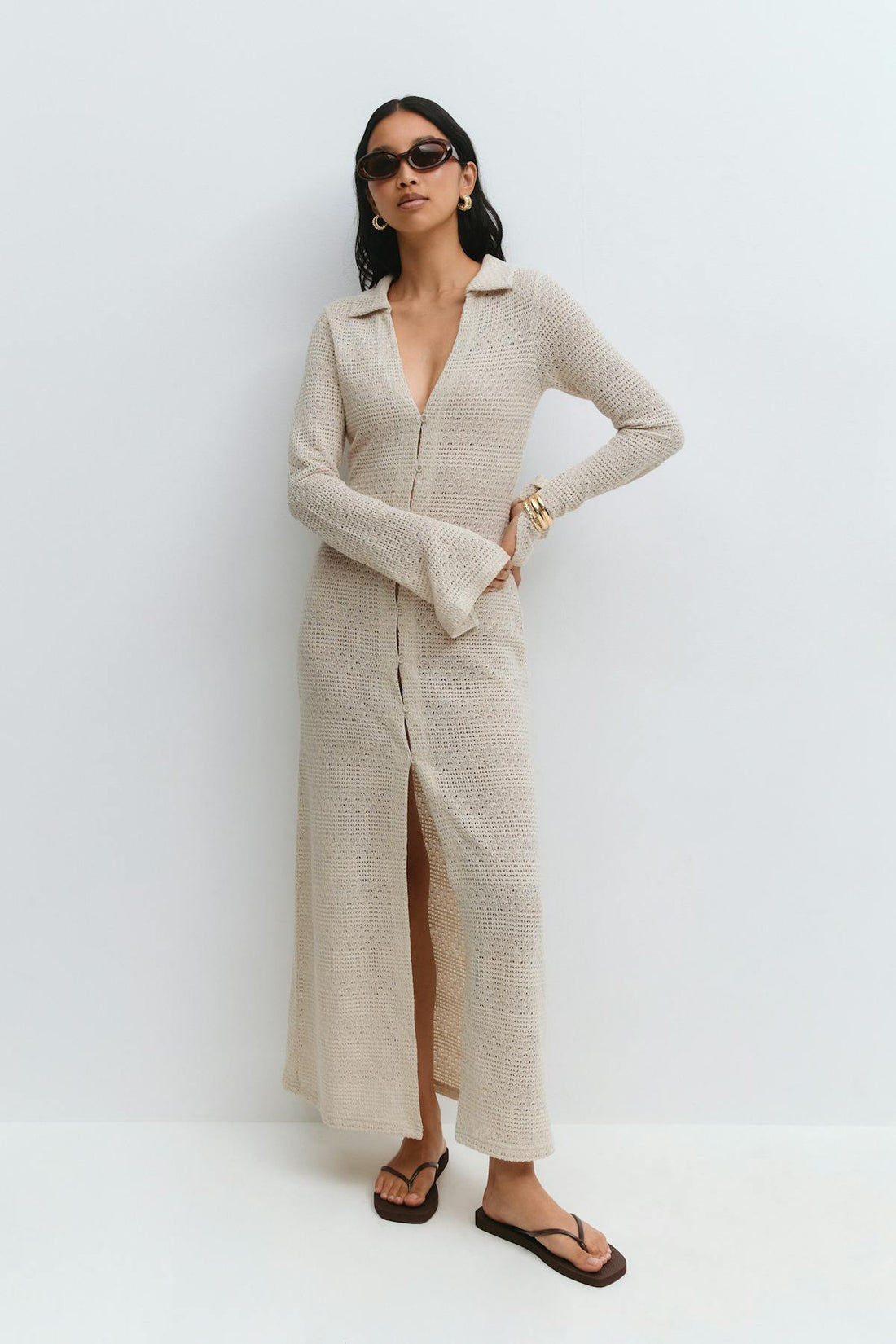 Crochet collar dress - Pumice stone