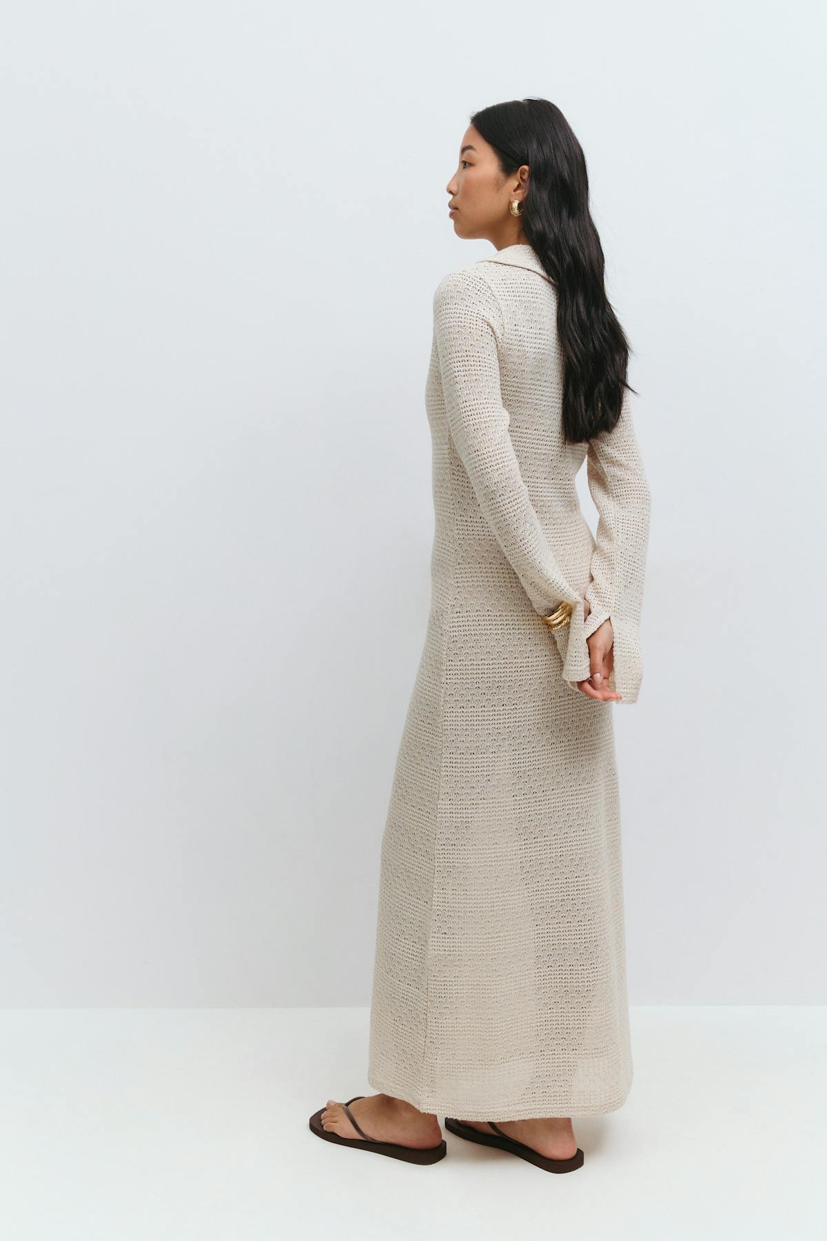 Crochet collar dress - Pumice stone