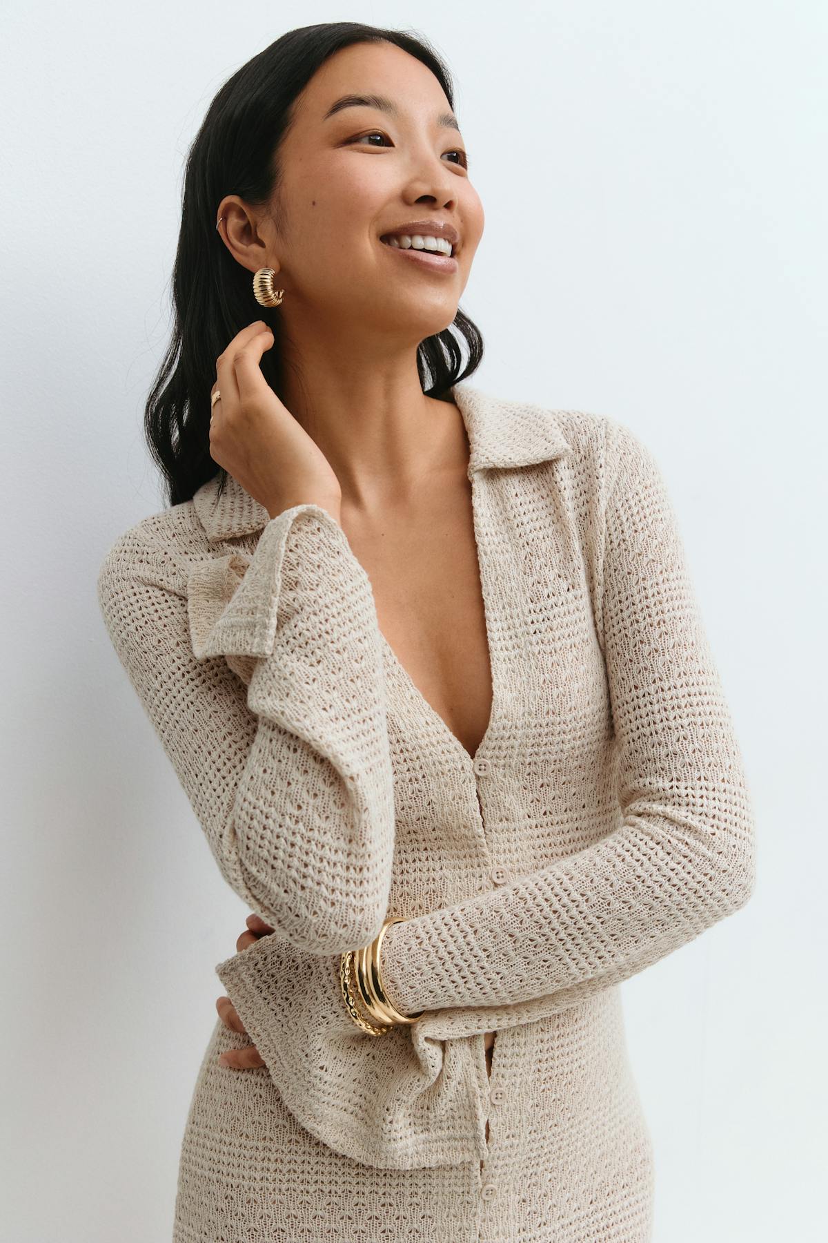 Crochet collar dress - Pumice stone