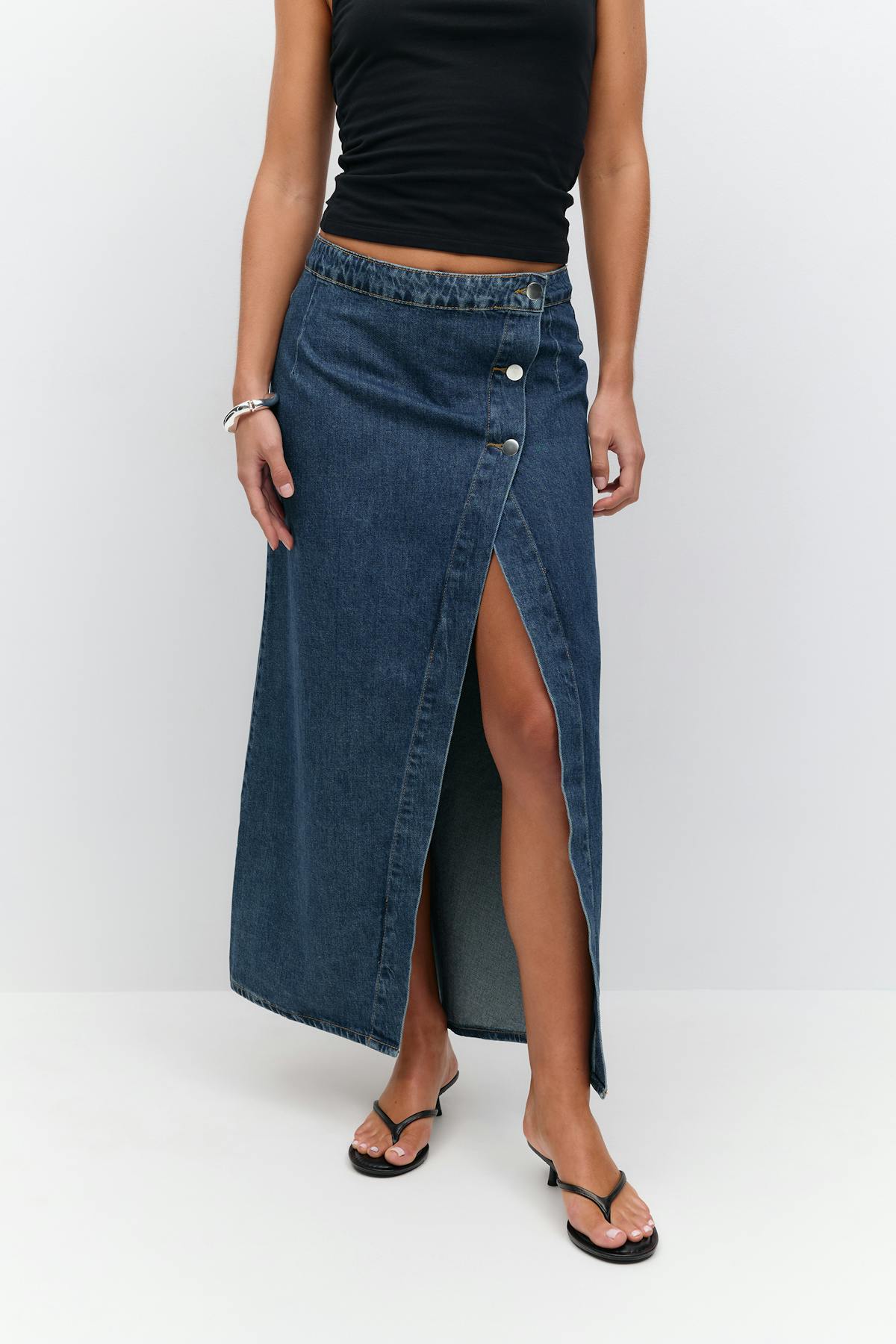 Wrap denim skirt - Scandi blue
