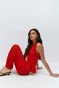 Knitted crochet skirt - High risk red