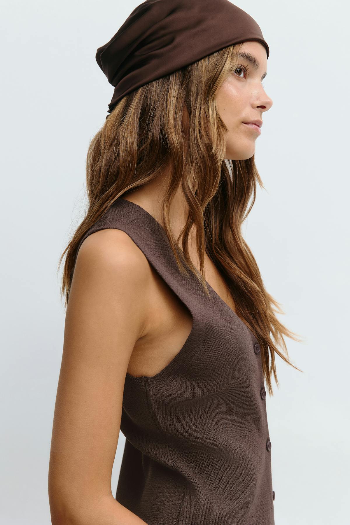 Knitted vest - Lt grey melange