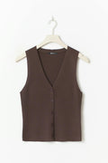 Knitted vest - Lt grey melange