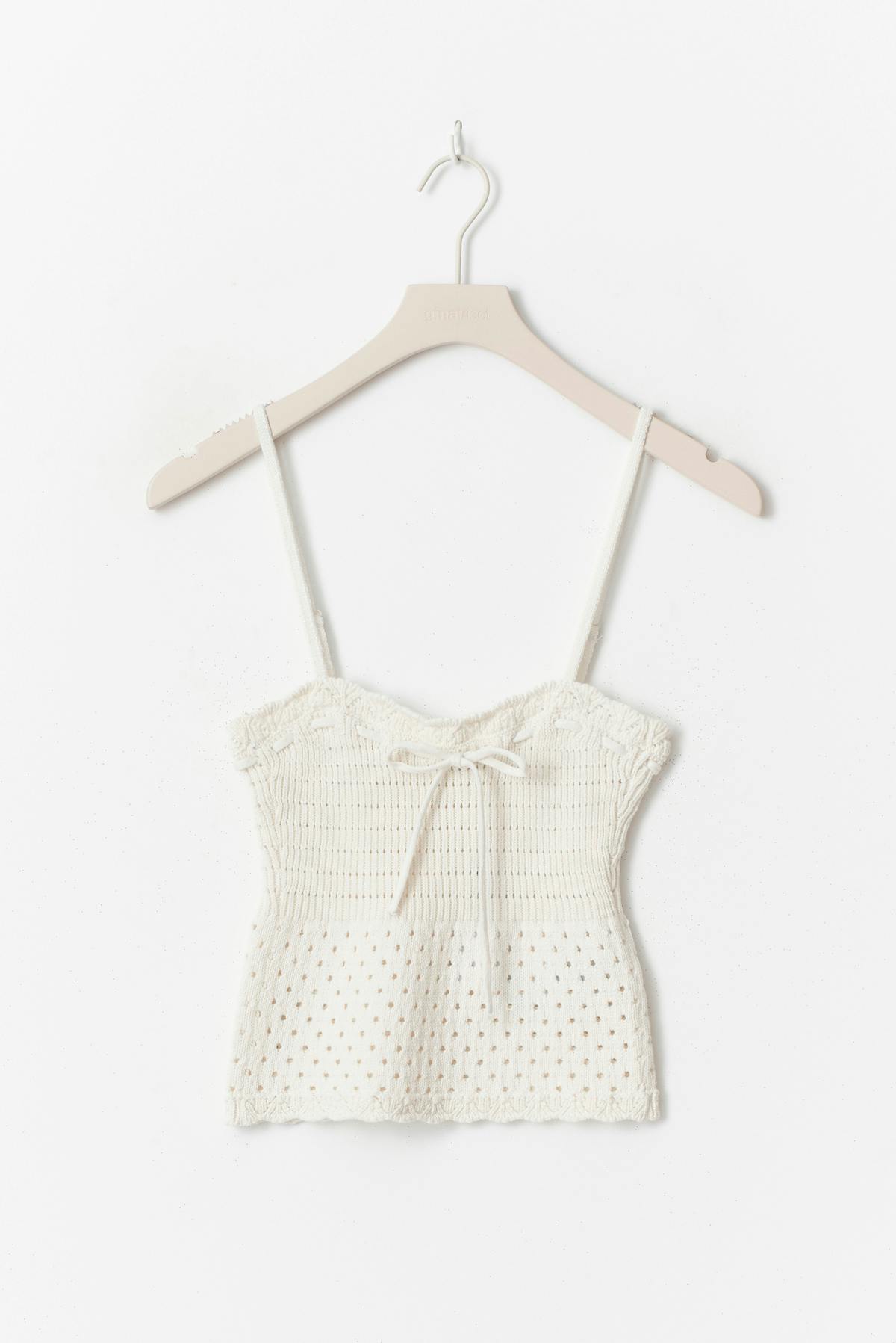 Knitted cotton singlet - Blanc cassé
