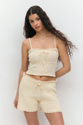 Knitted cotton singlet - Vanilla yellow