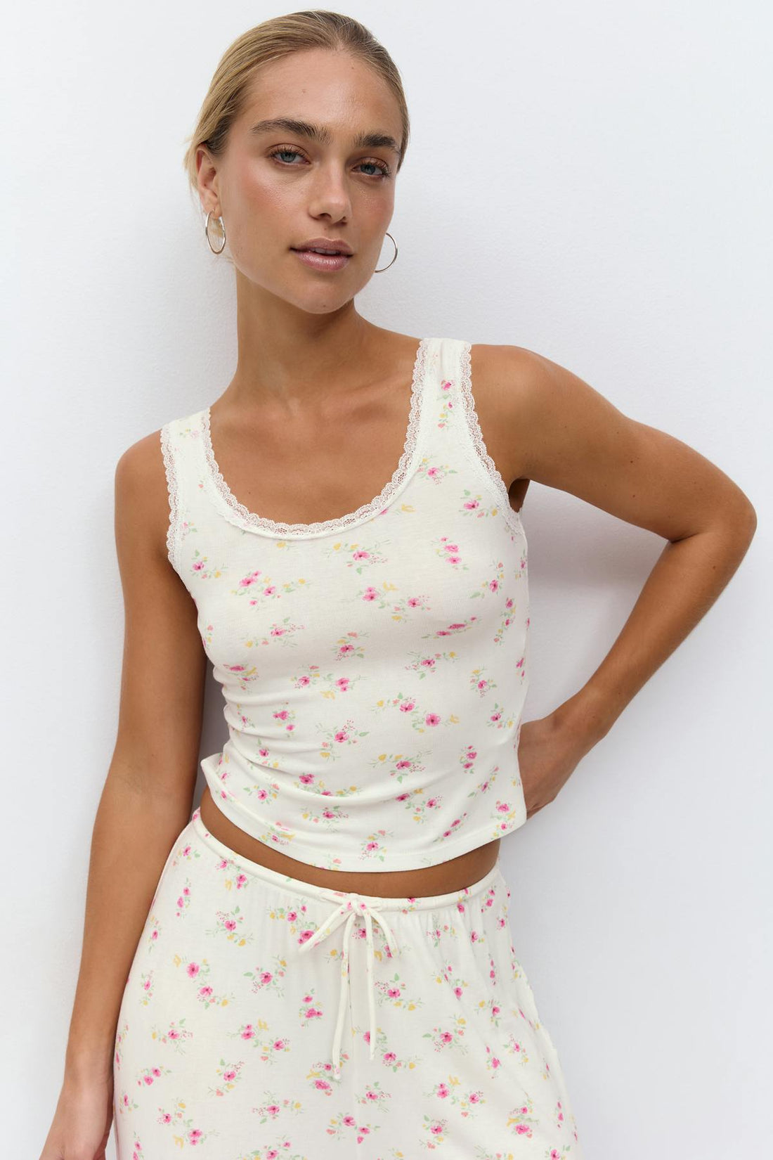 Homewear lace singlet - Flower aop