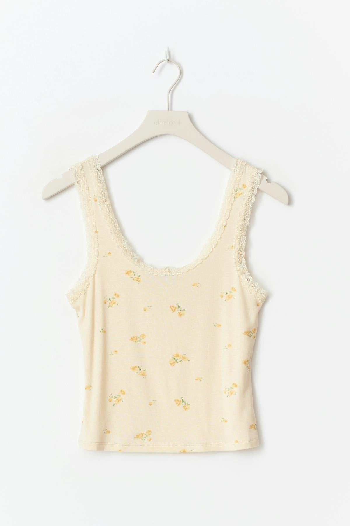Homewear lace singlet - Yellow ditsy