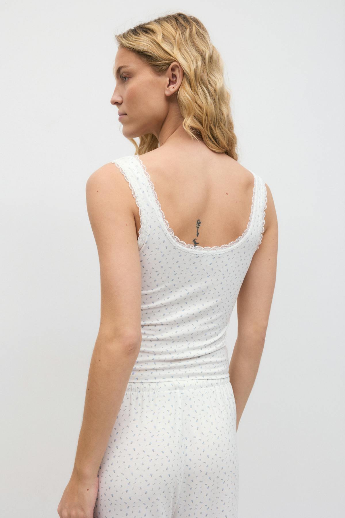 Homewear lace singlet - Ditsy aop