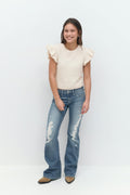 Y knitted top - Oat melange