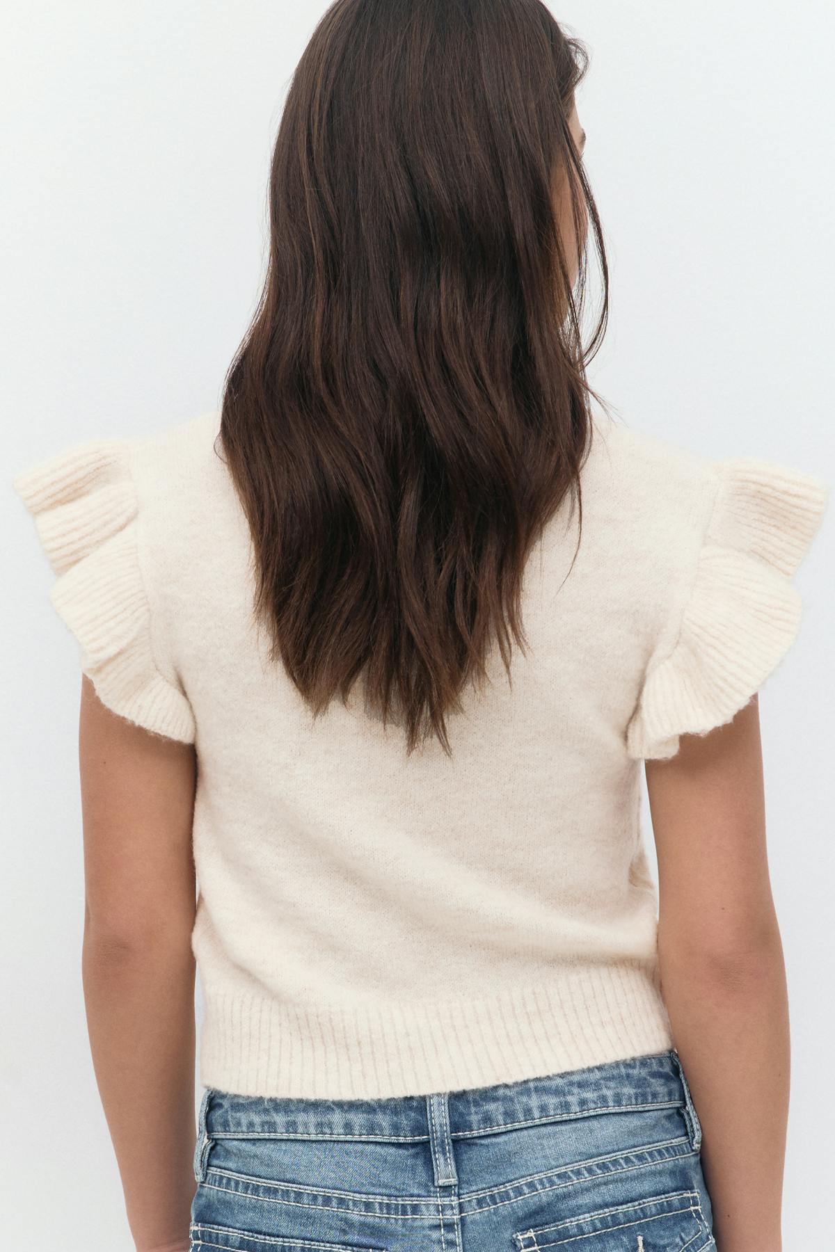 Y knitted top - Oat melange