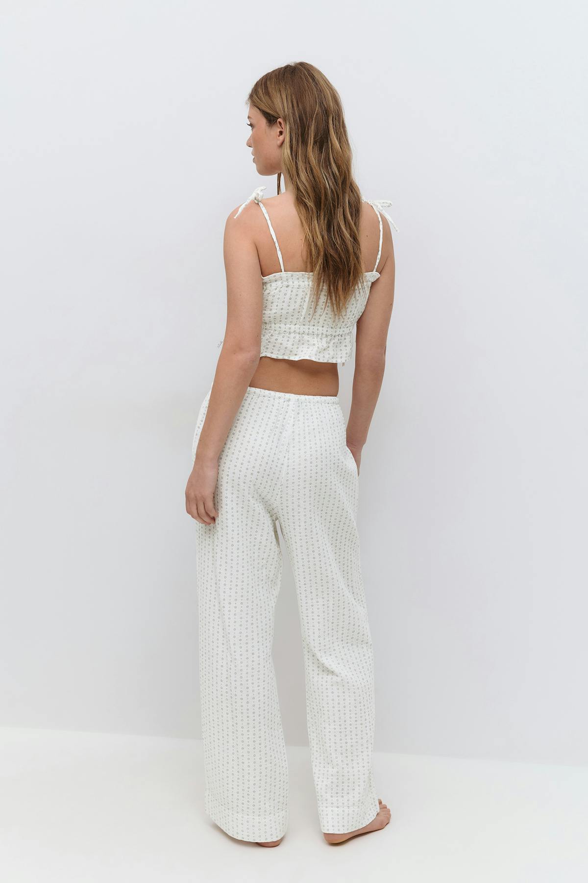 Gauze homewear trousers - White/grey