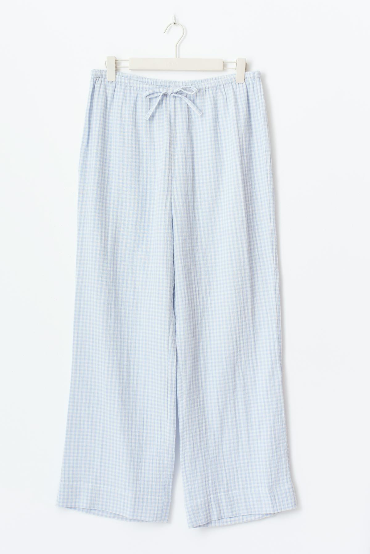 Gingham gauze homewear trousers - Blue check