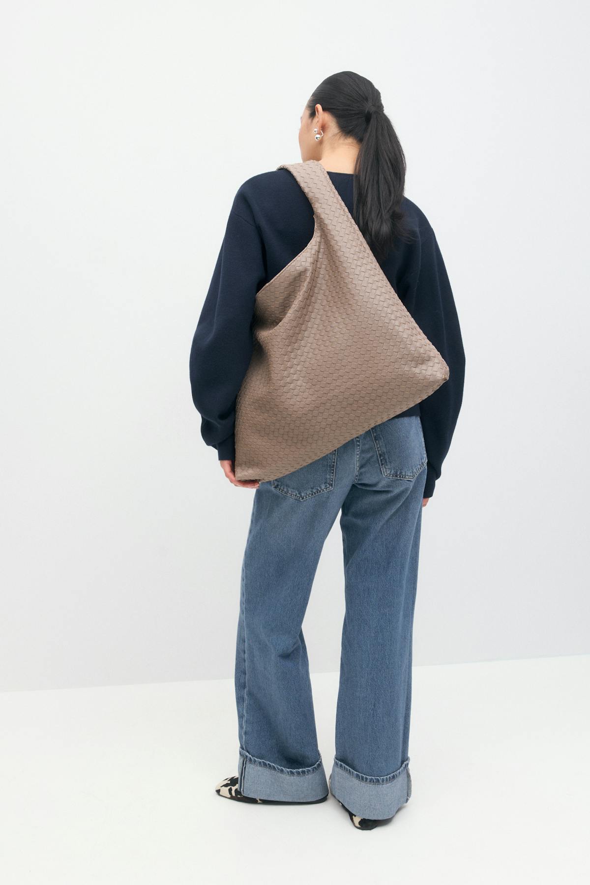 Braided large bag - Marron