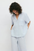 Gingham gauze homewear shirt - Blue check