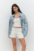Knitted cotton shorts - Blanc cassé