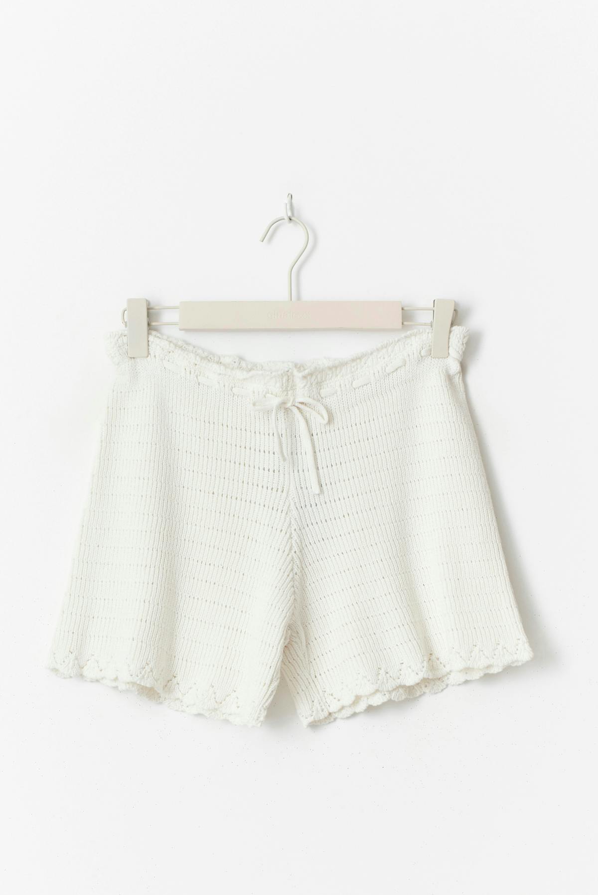 Knitted cotton shorts - Blanc cassé
