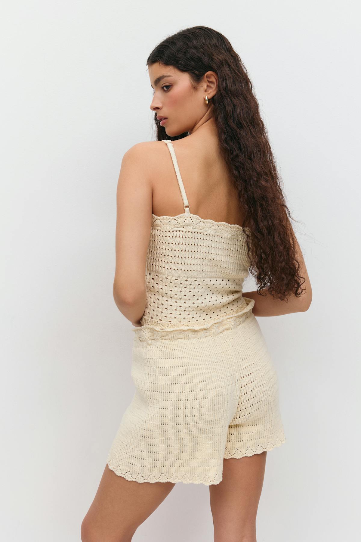 Knitted cotton shorts - Vanilla yellow