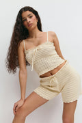 Knitted cotton shorts - Vanilla yellow