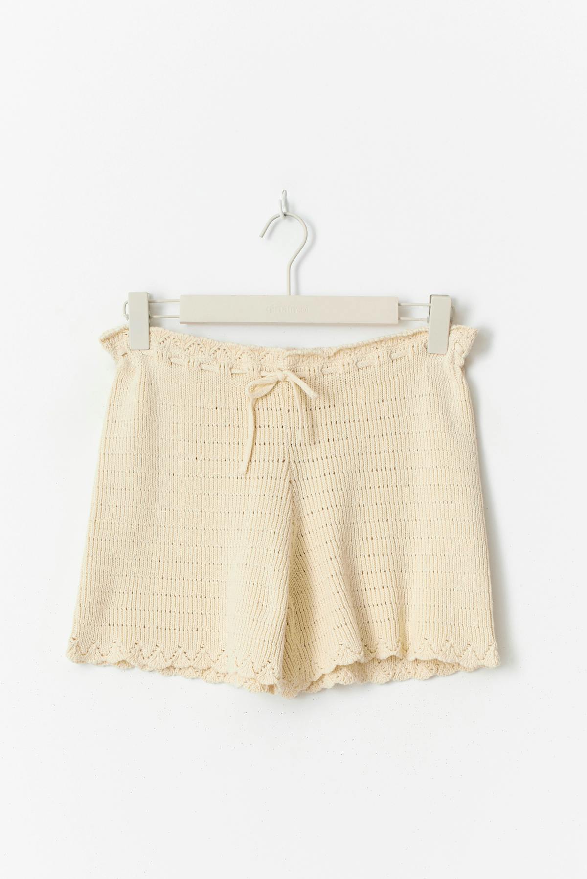 Knitted cotton shorts - Vanilla yellow